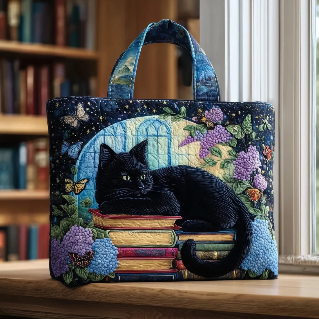 Black Cat | Bookstore Quilted Tote