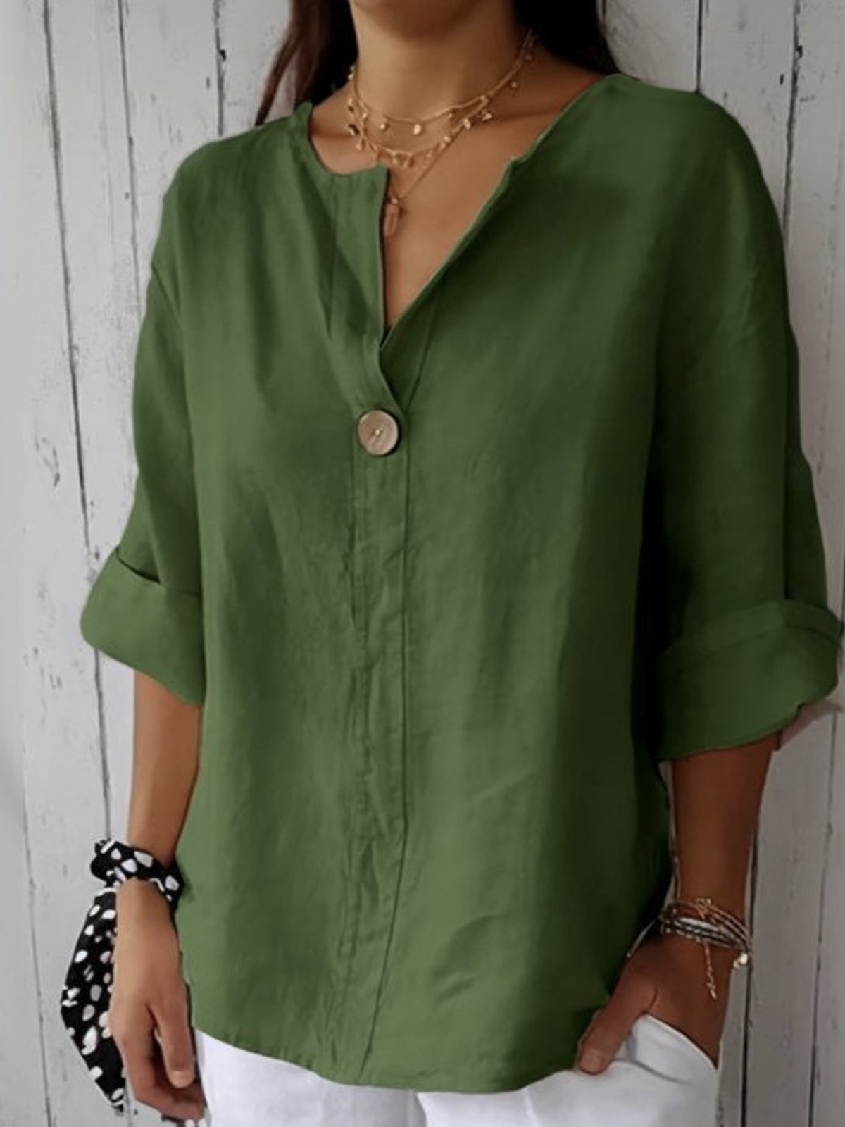 Zamma™ | Relaxed Linen V-Neck Top
