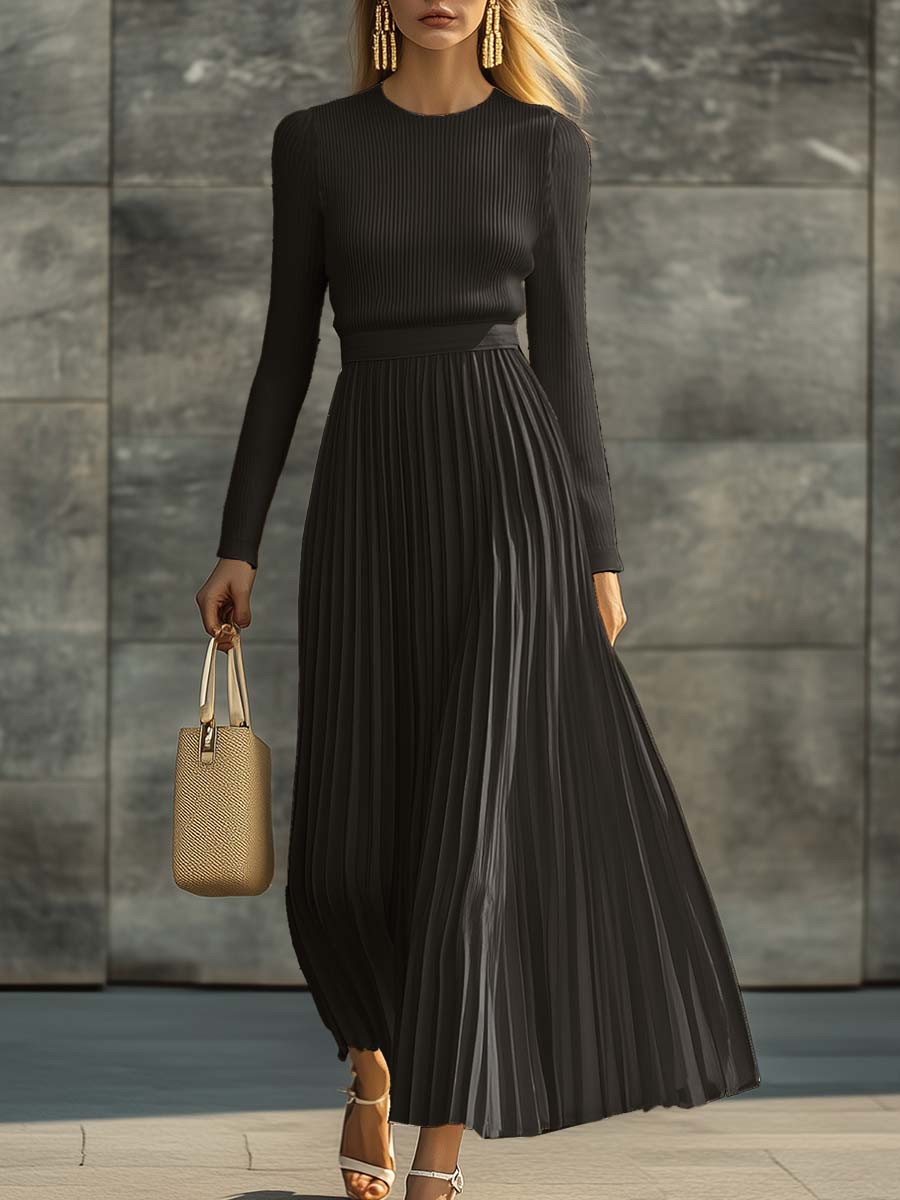 Emilia | Satin Hem Knit Maxi Dress