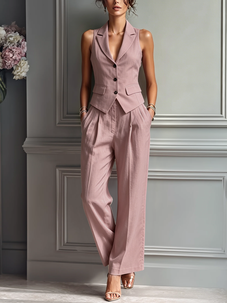 Colette | Blush Linen Wide-Leg Set