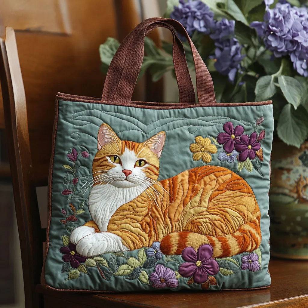 Orange Cat | Artisanal Quilted Tote