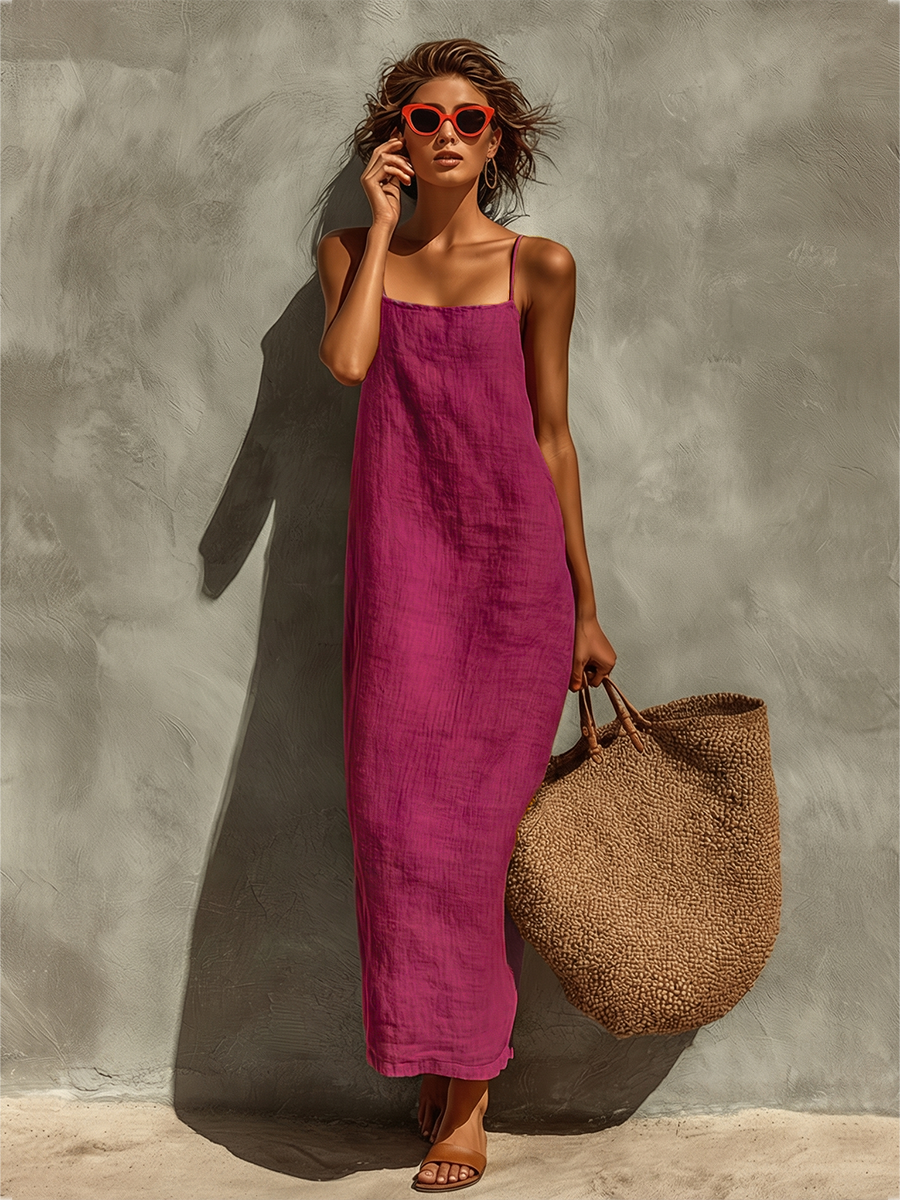 Goldie | Red Square-Neck Resort Dress