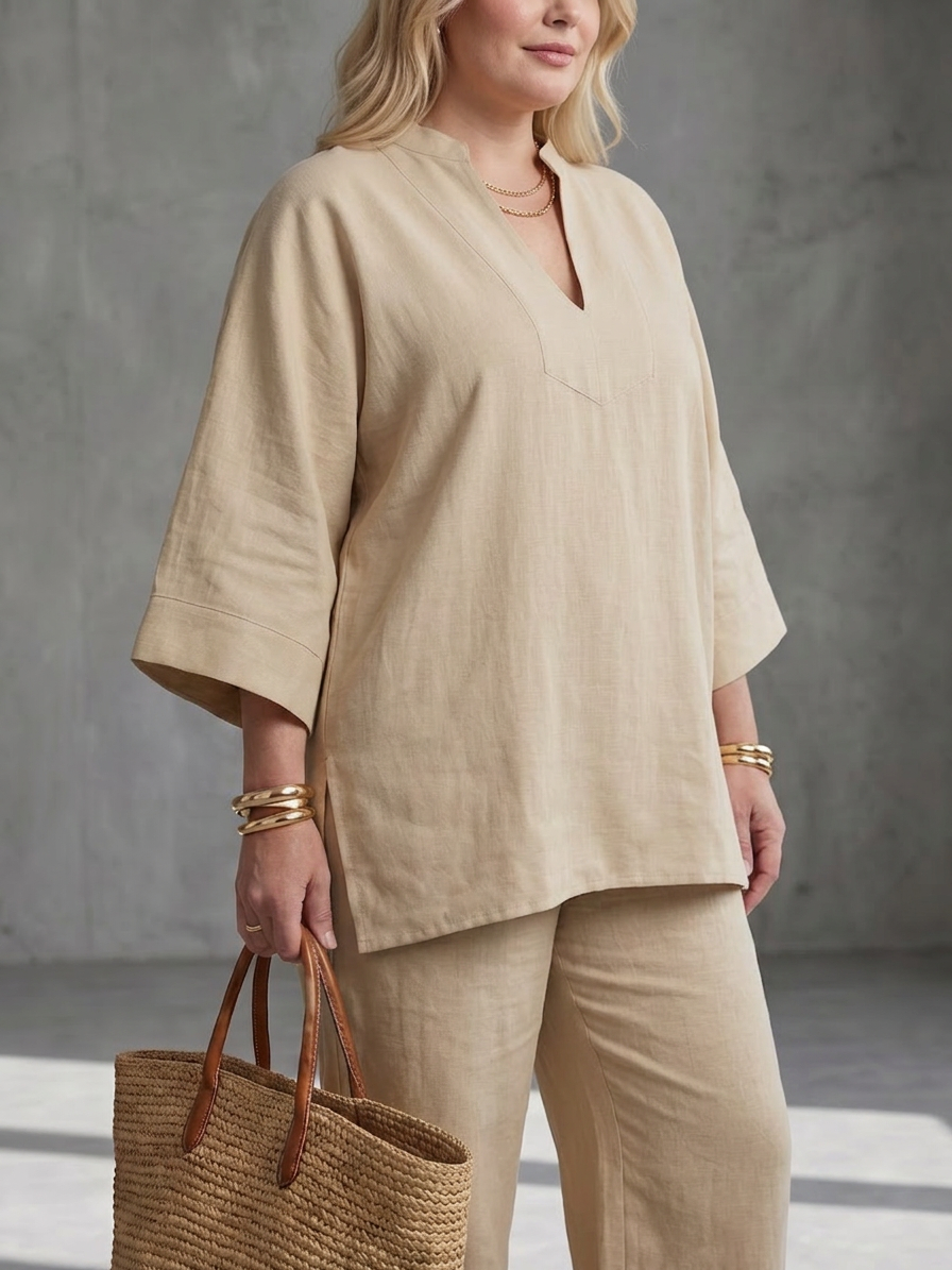 Georgiana | V Neck Tunic Gathered Trouser Set