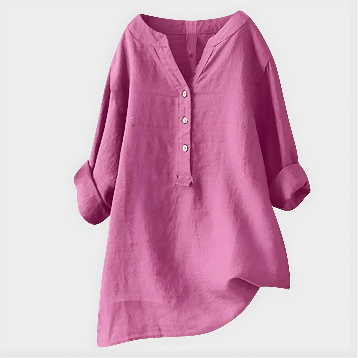Veronique™ | Breathable Cotton-Linen V-Neck Blouse