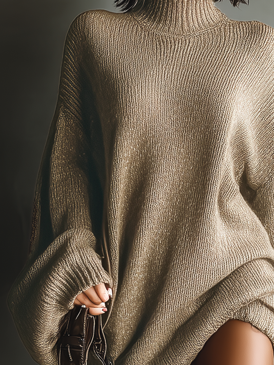 Clara | Caramel Brown Knit Mini Dress