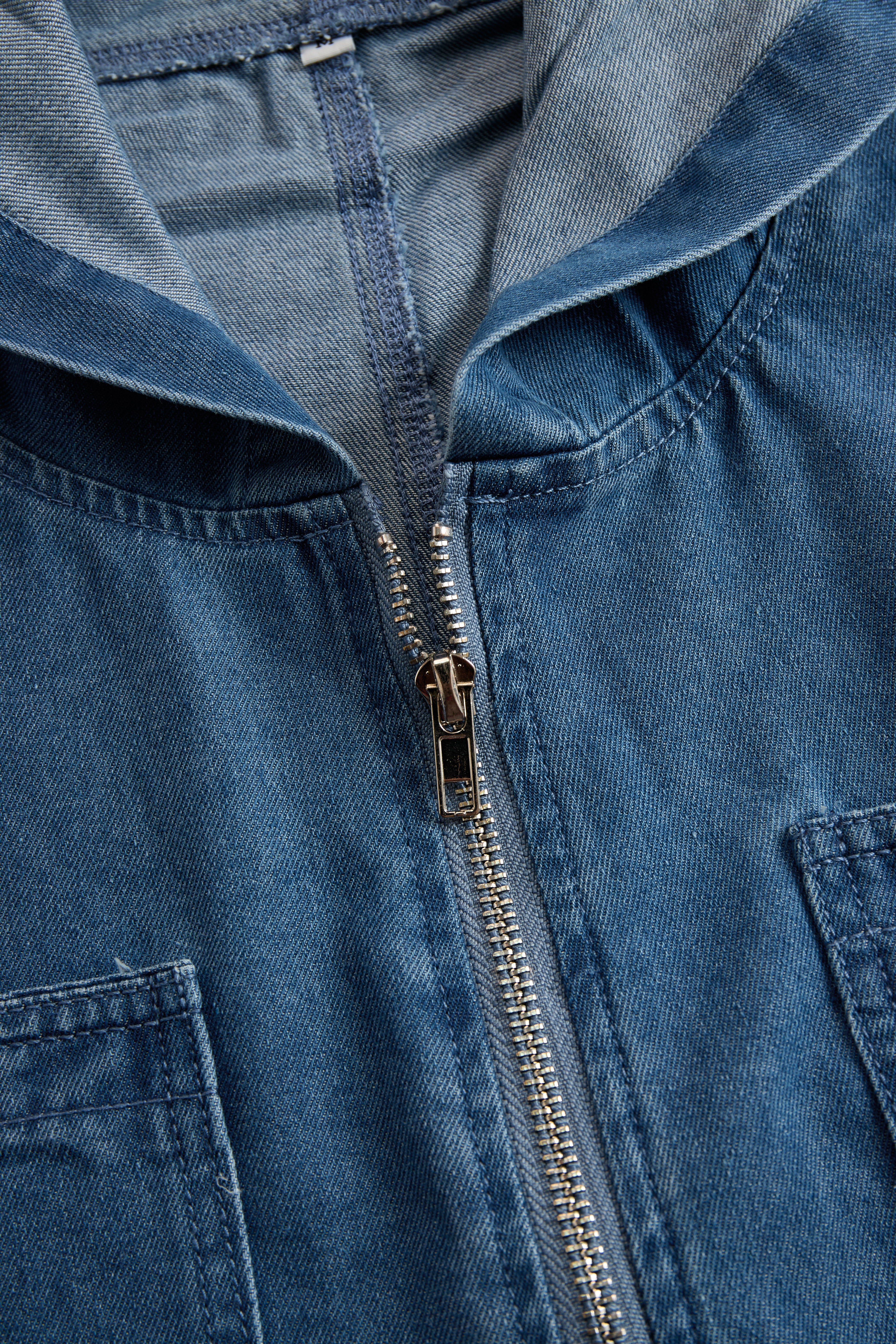 Indie | Hooded Denim Jumpsuit