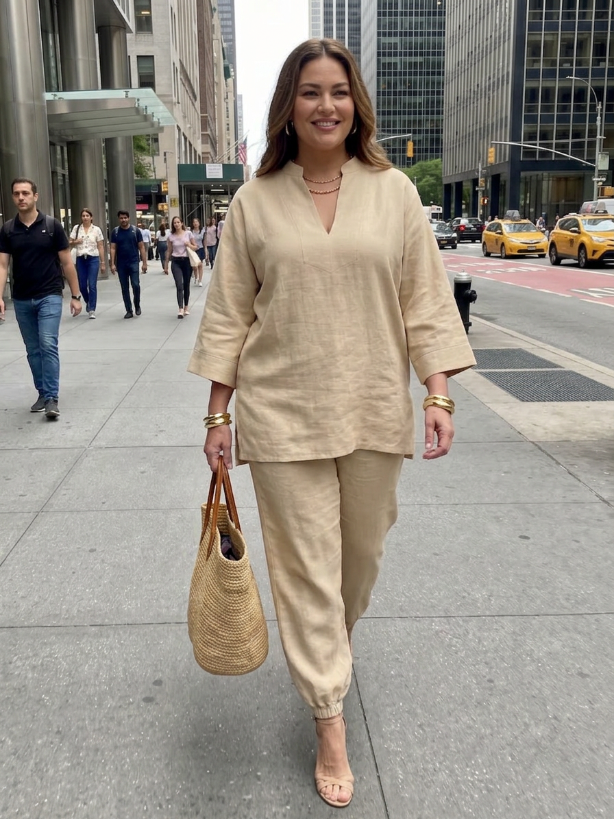 Georgiana | V Neck Tunic Gathered Trouser Set