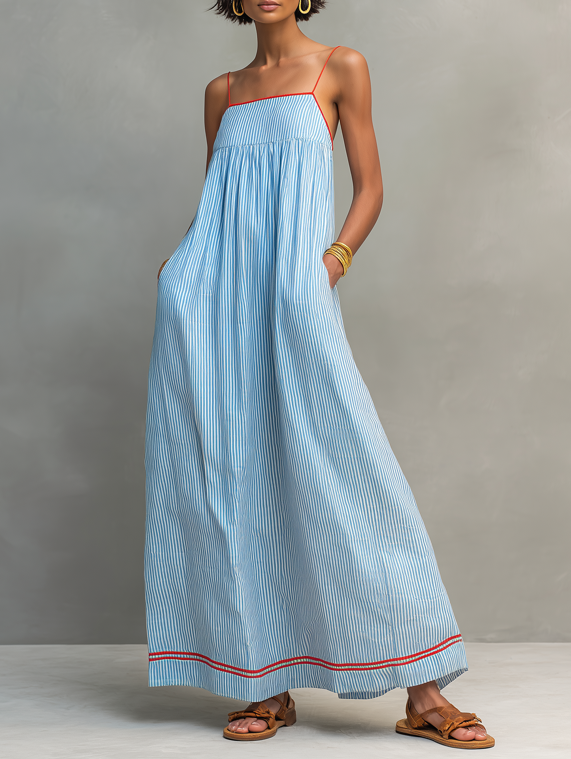 Lucia | Striped Spaghetti Strap Maxi Dress