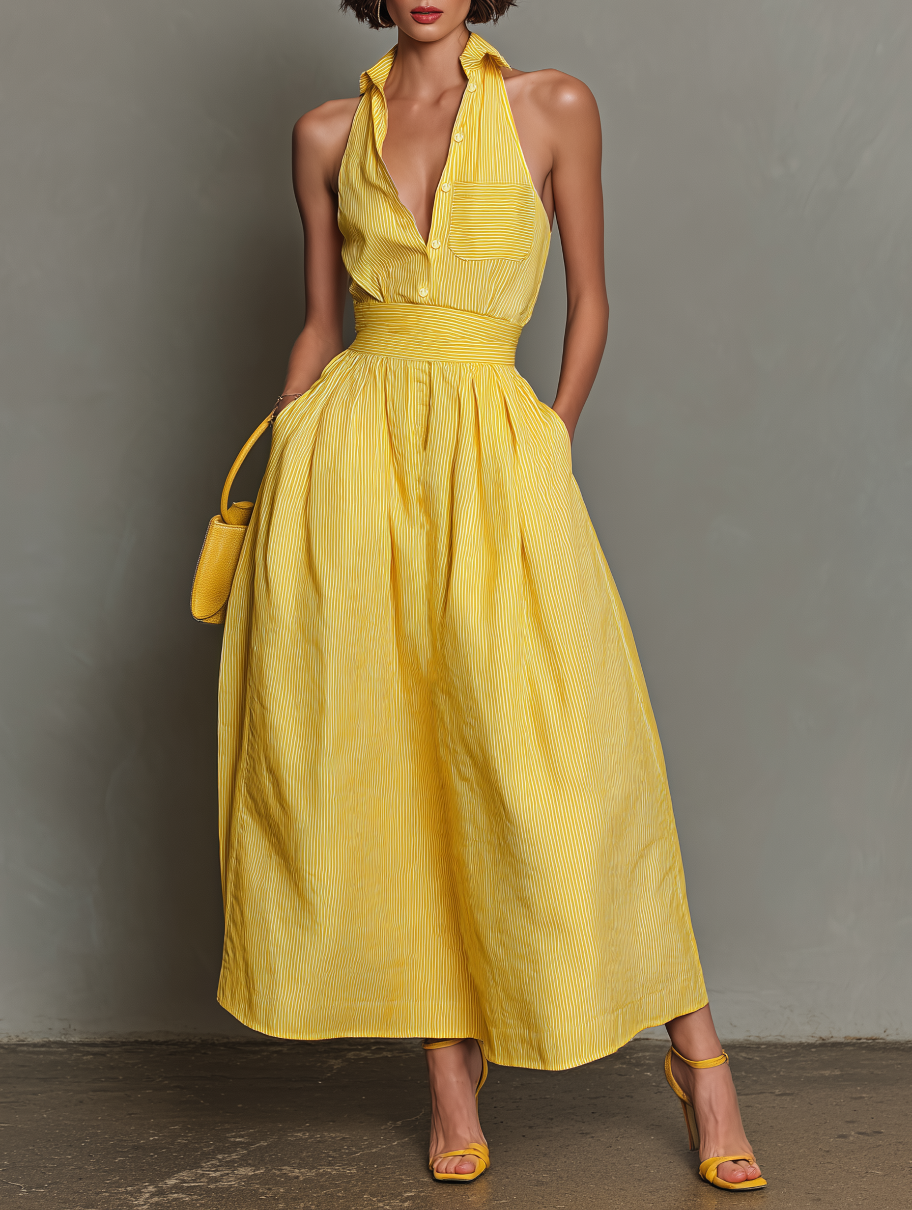 Delphine | Sleeveless Lapel Maxi Dress