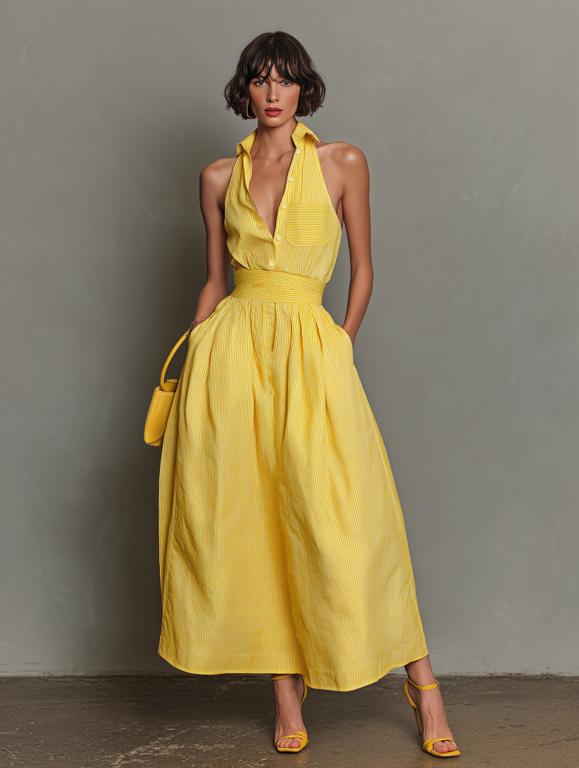 Delphine | Sleeveless Lapel Maxi Dress
