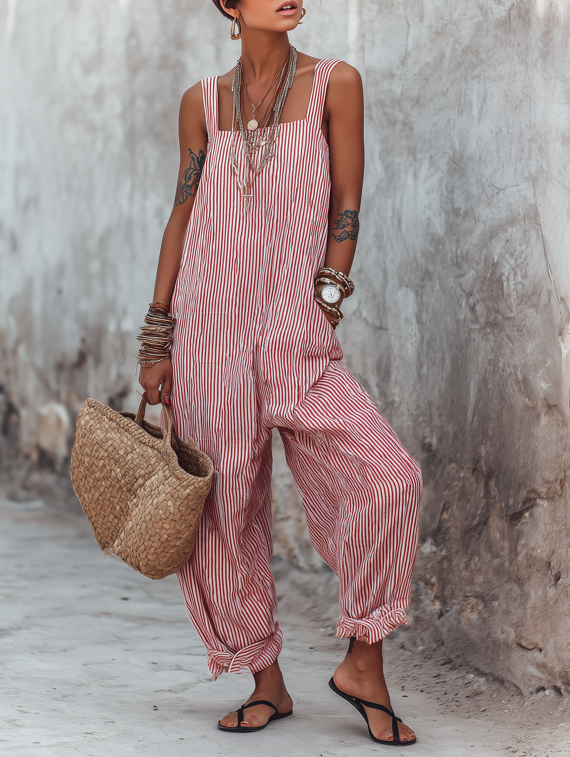 Poppy | Striped Square-Neck Jumpsuit