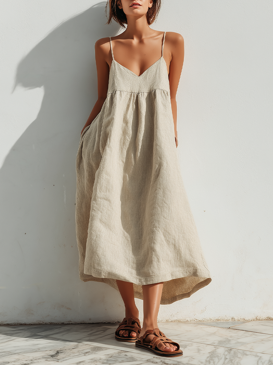 Adeline | Asymmetric Linen Swing Dress