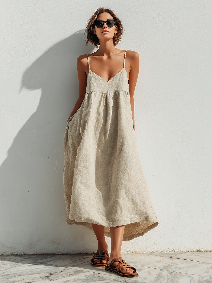 Adeline | Asymmetric Linen Swing Dress