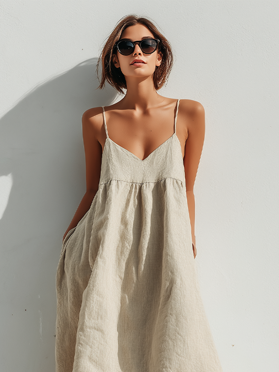 Adeline | Asymmetric Linen Swing Dress