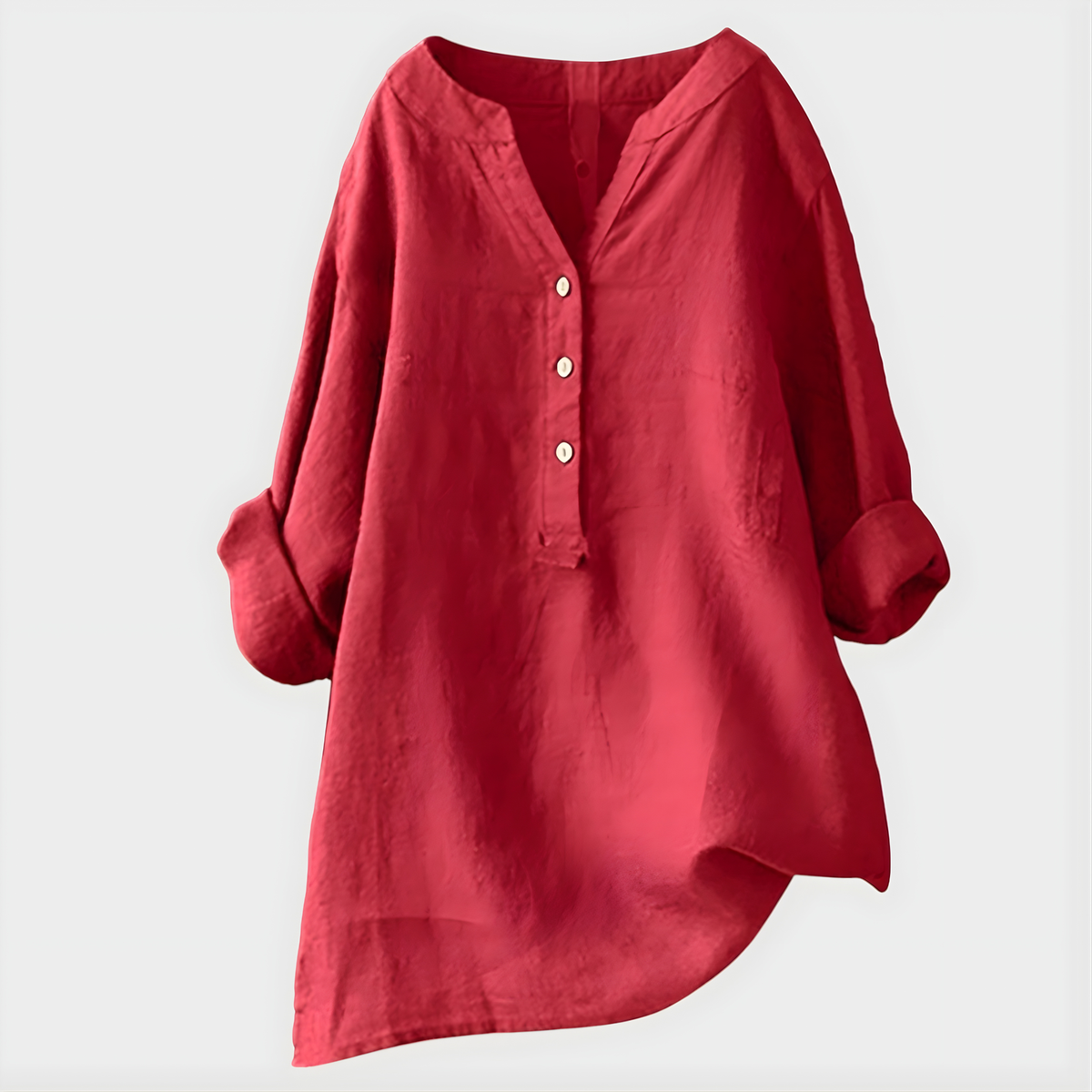 Veronique™ | Breathable Cotton-Linen V-Neck Blouse