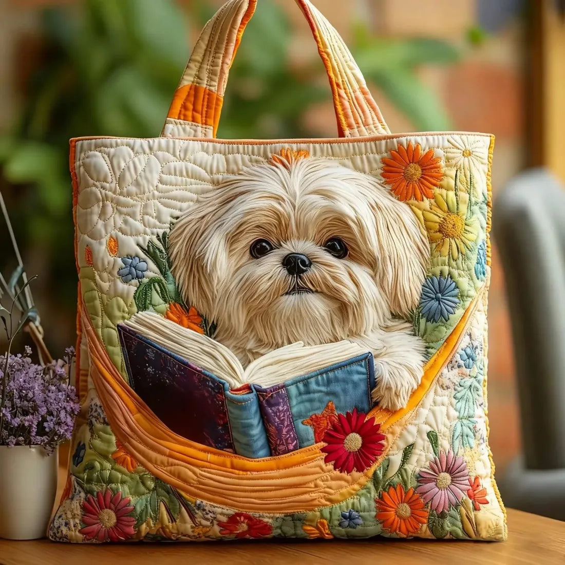 Shih Tzu | Floral Quilted Tote