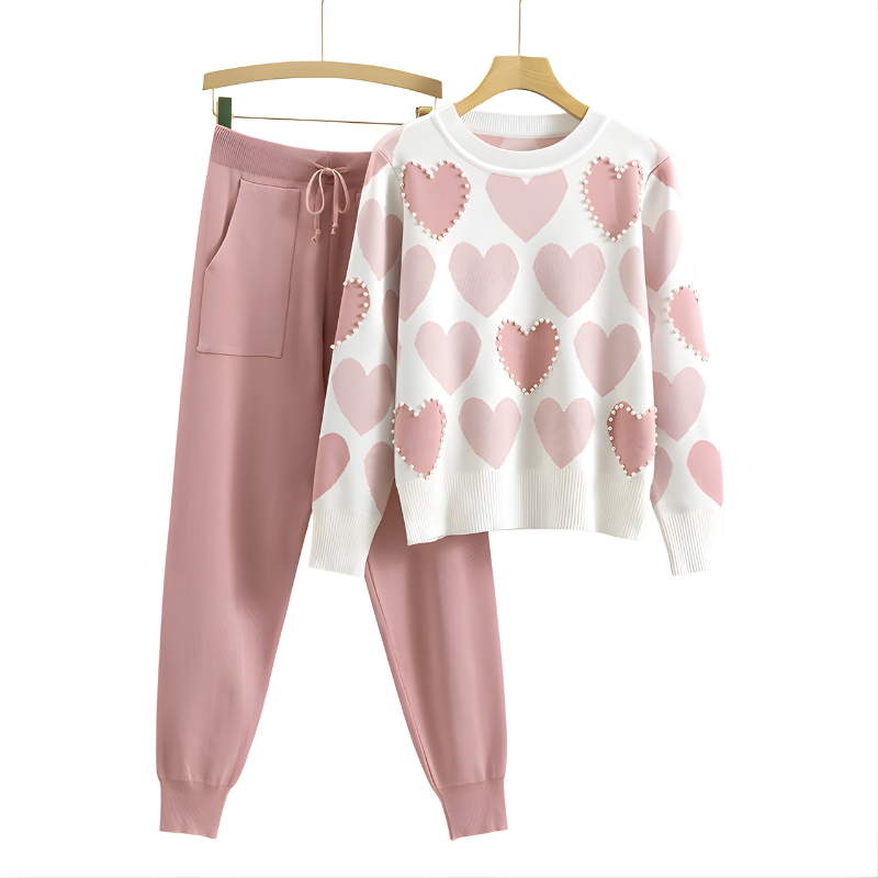 Avery™ | Chic Heart Pattern Knit Two-Piece Set – product image 1
