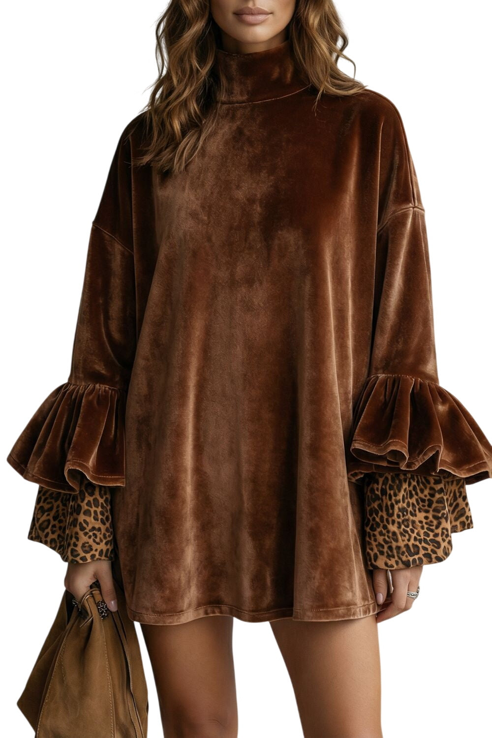 Velanique – Tiered sleeve detail – Velvet mini dress