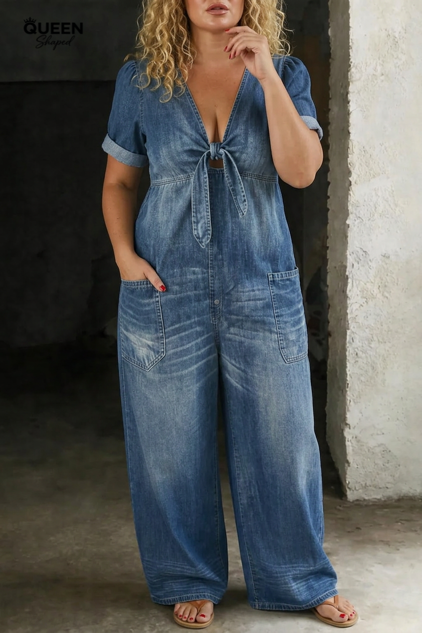 Maya | V Neck Short Sleeve Jumpsuit