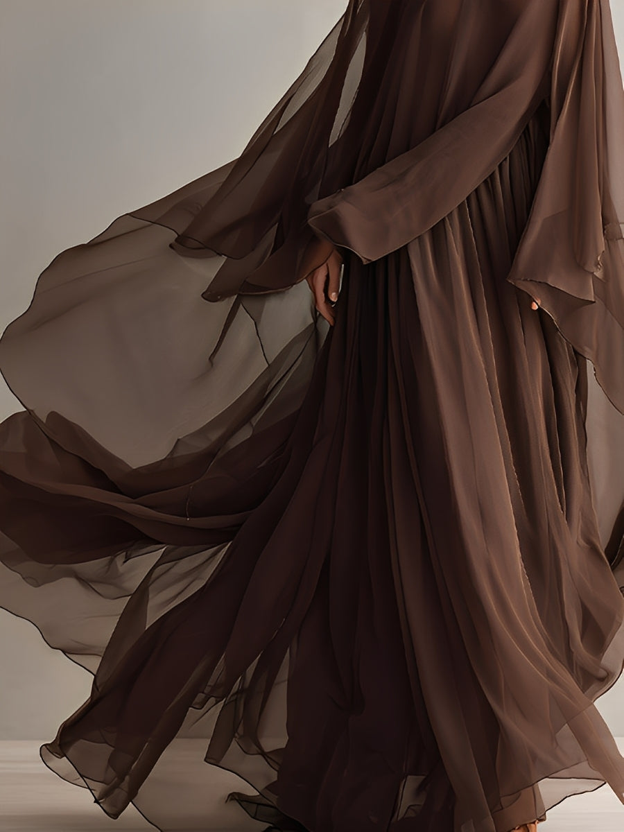 Arabella | Rich Brown Cape Maxi Dress