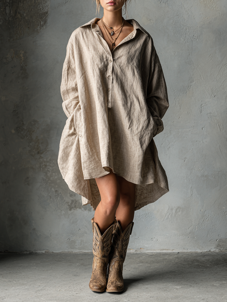 Julia | Loose-Fitting Linen Mini Dress