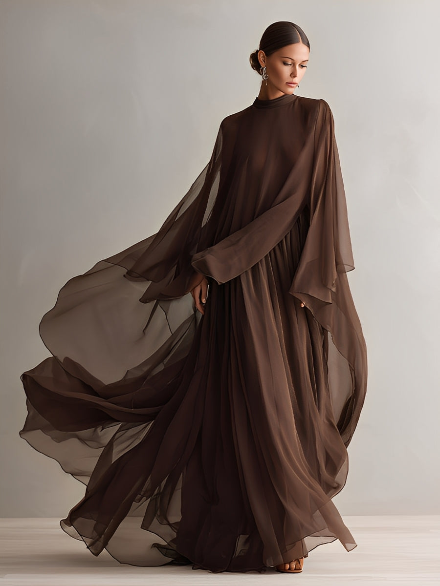 Arabella | Rich Brown Cape Maxi Dress