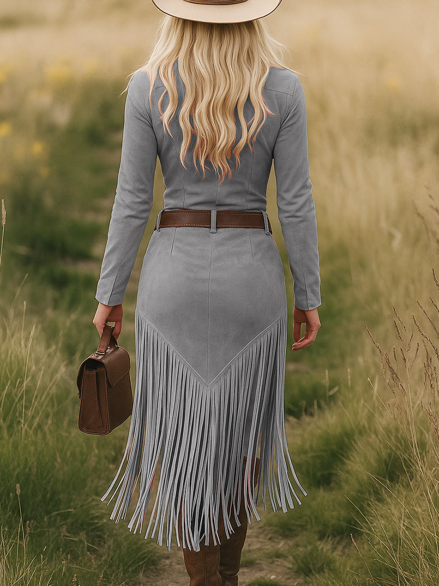 Cassidy | Western Tassel Midi Dress