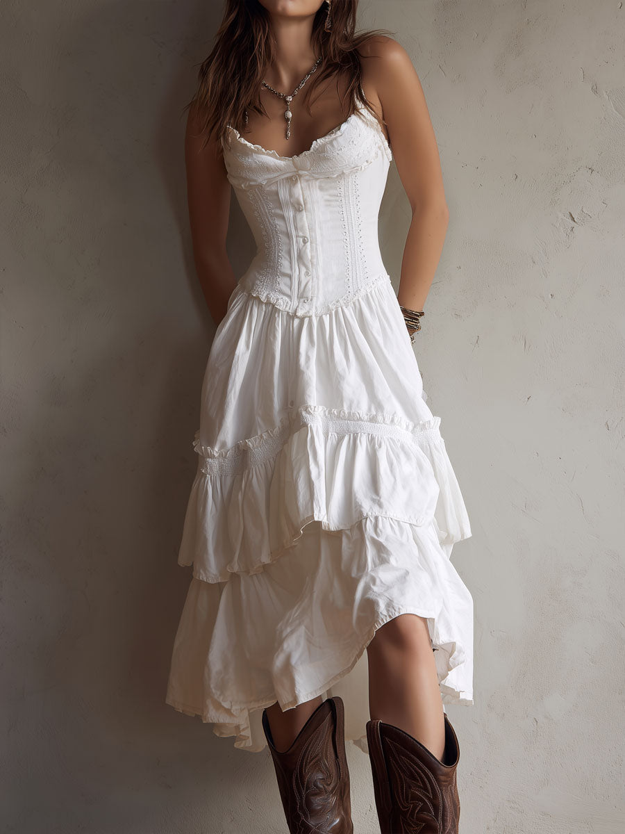 Reese | Boho Corset Midi Dress