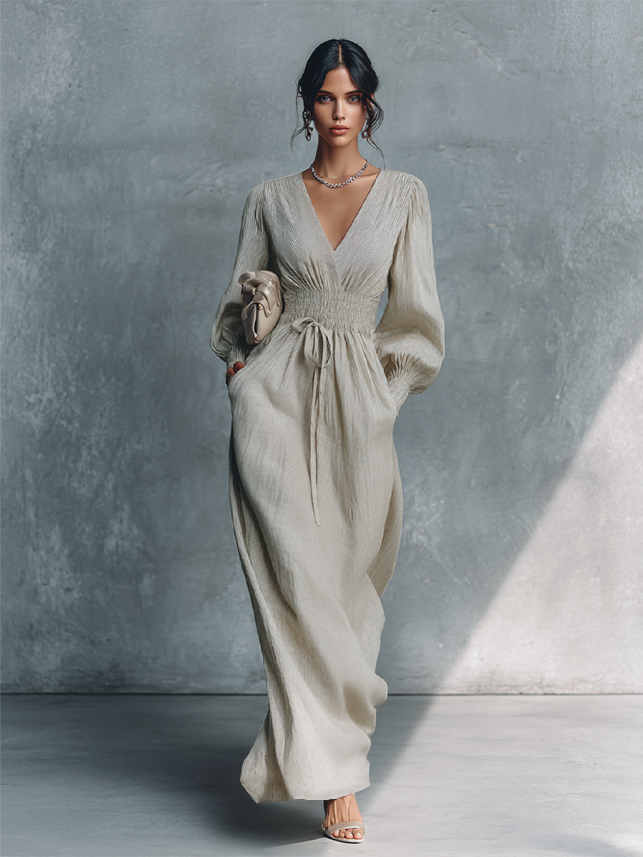 Ariella | Striped V-Neck Maxi Dress