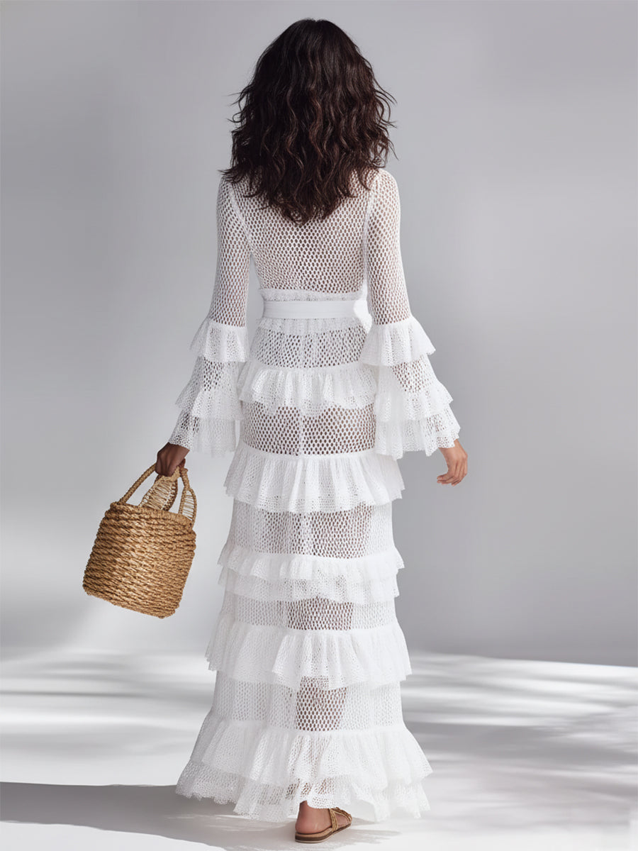 Amelie | White Crochet Knit Cardigan