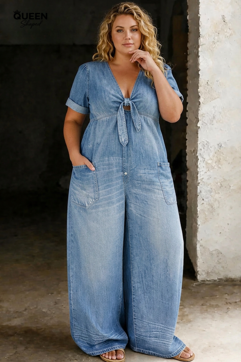 Maya | V Neck Short Sleeve Jumpsuit