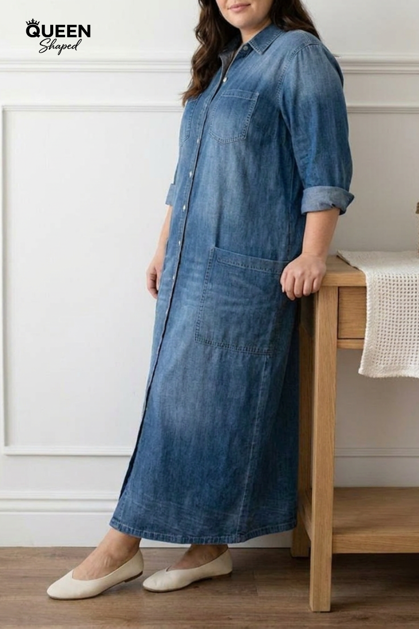 Diana | Vintage Washed Soft Cotton Denim Jumpsuit with Button Closure