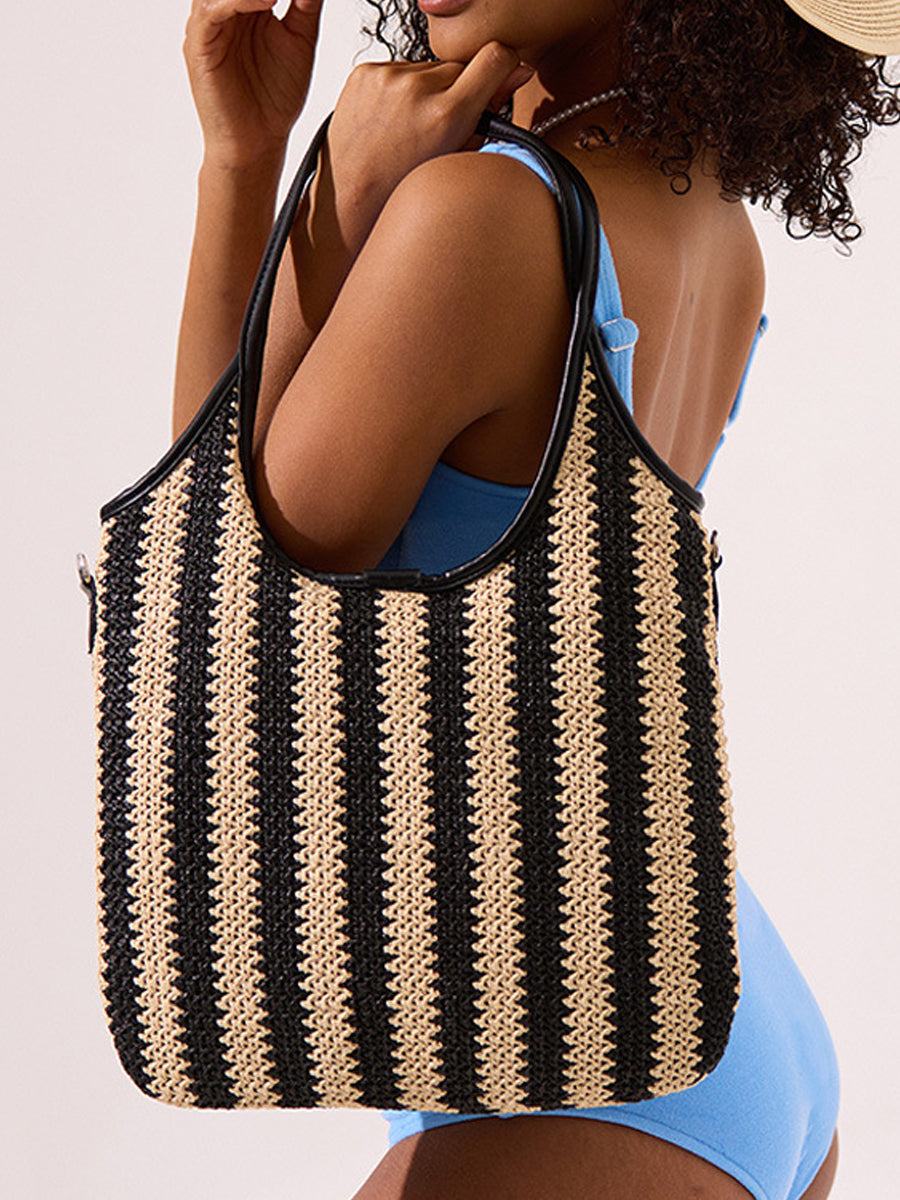 Marina | Striped Straw Shoulder Bag