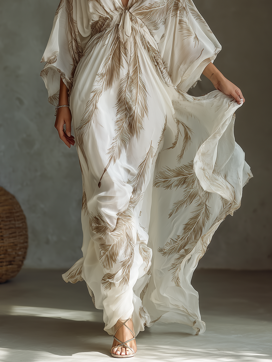 Johanna | Palm Print Chiffon Maxi Dress