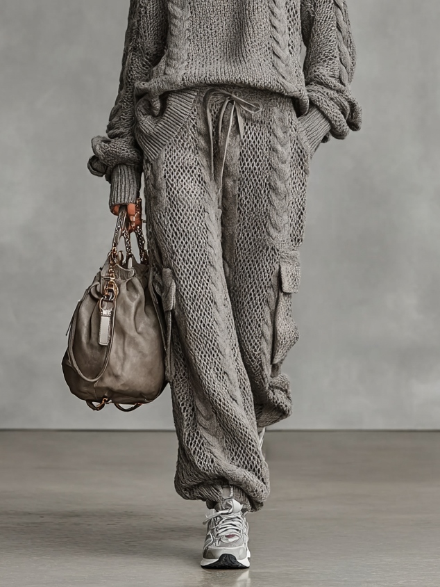 Monroe | Cable Knit Cargo Pants Set