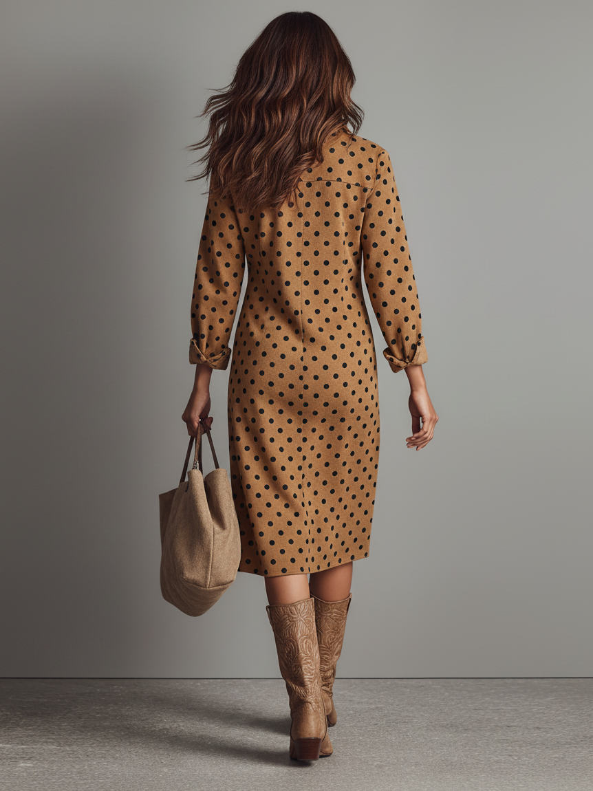 Sophie | Polka Dot Suede Shirt Dress
