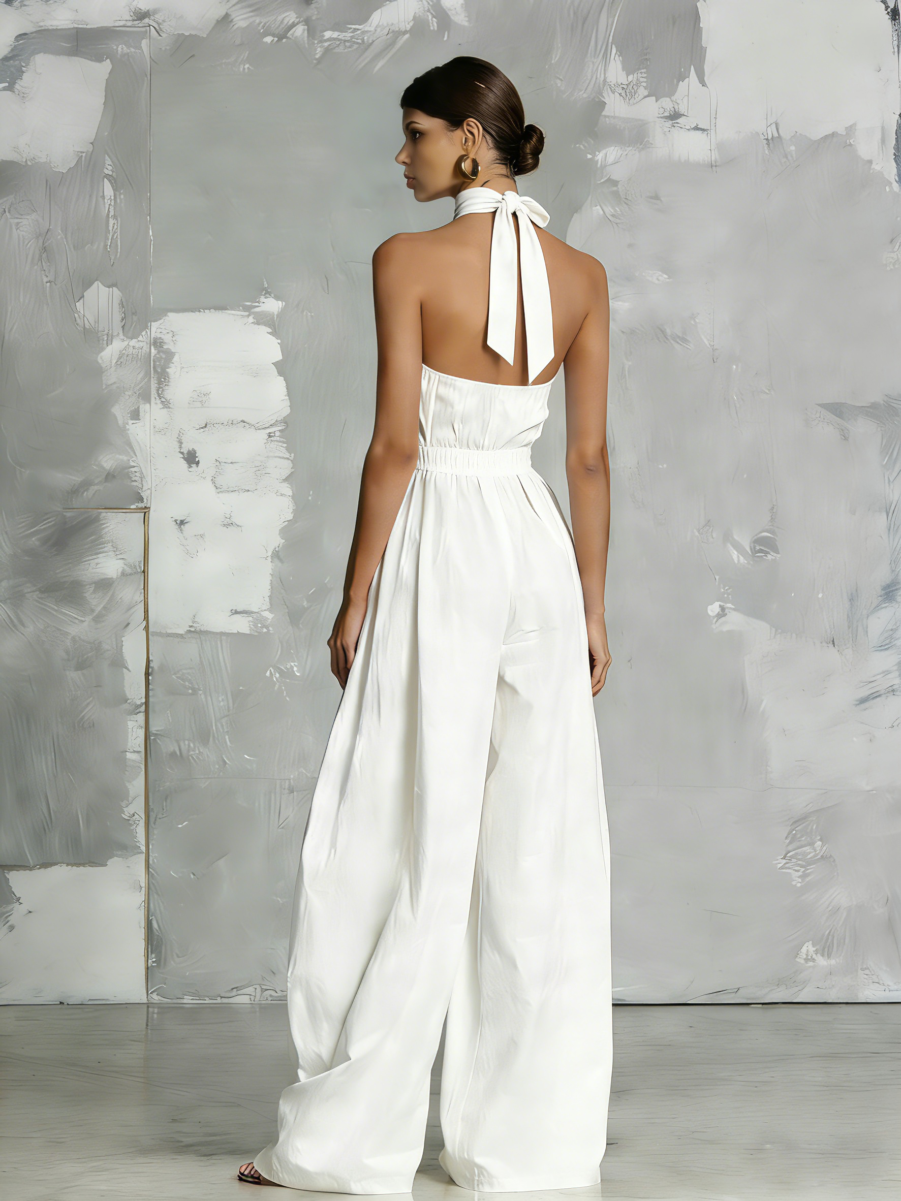 Anya | White Halter-Neck Jumpsuit