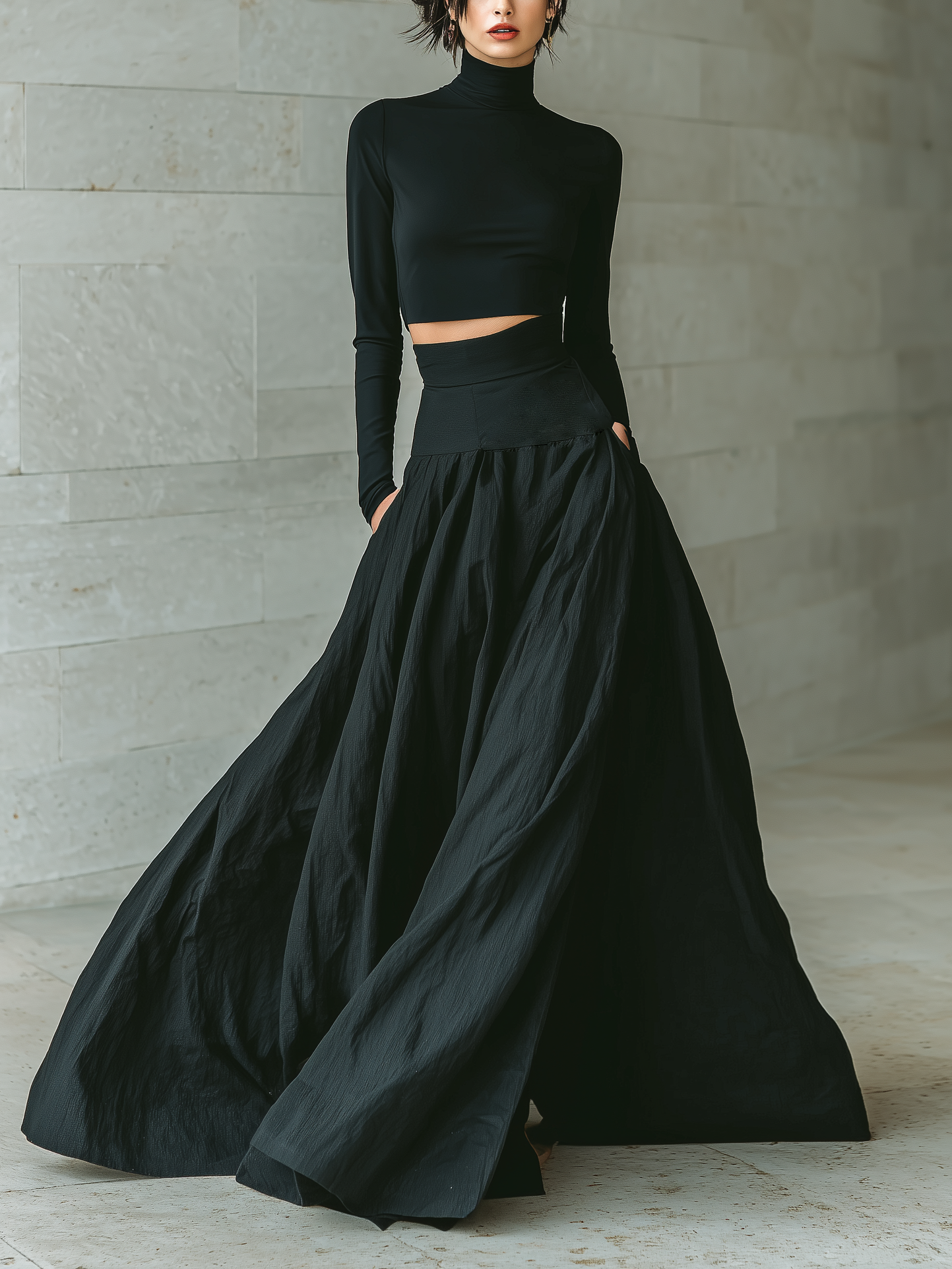 Kori | Black Turtleneck Skirt Set