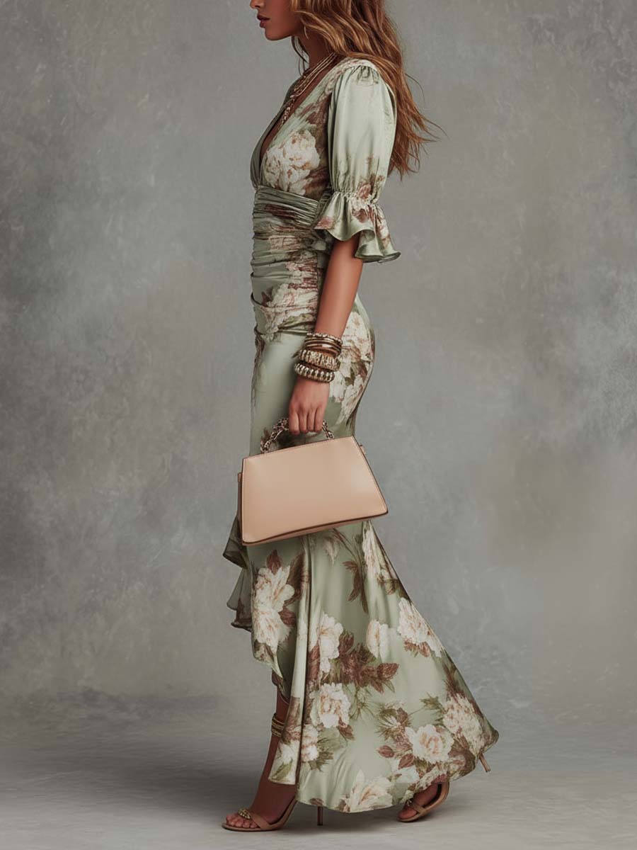 Larissa | Ruched Floral Maxi Dress