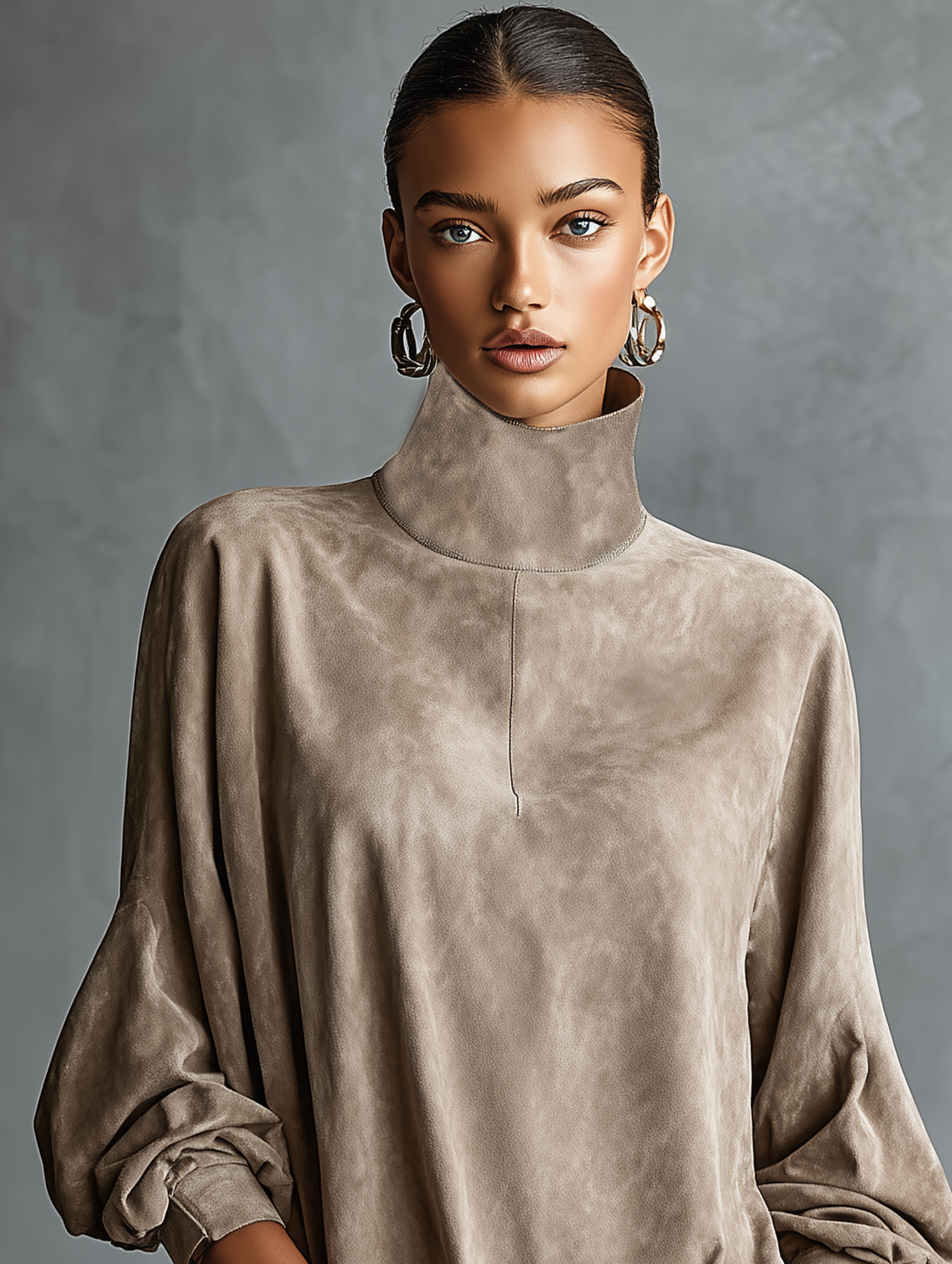 Nicole | Faux Suede High-Neck Mini Dress