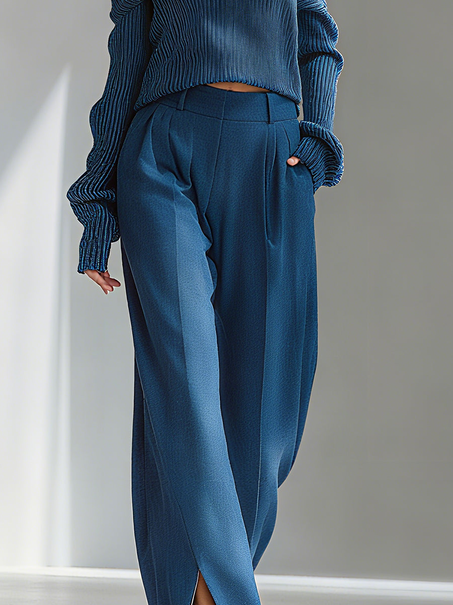 Elise | Blue Cold-Shoulder Knit Set