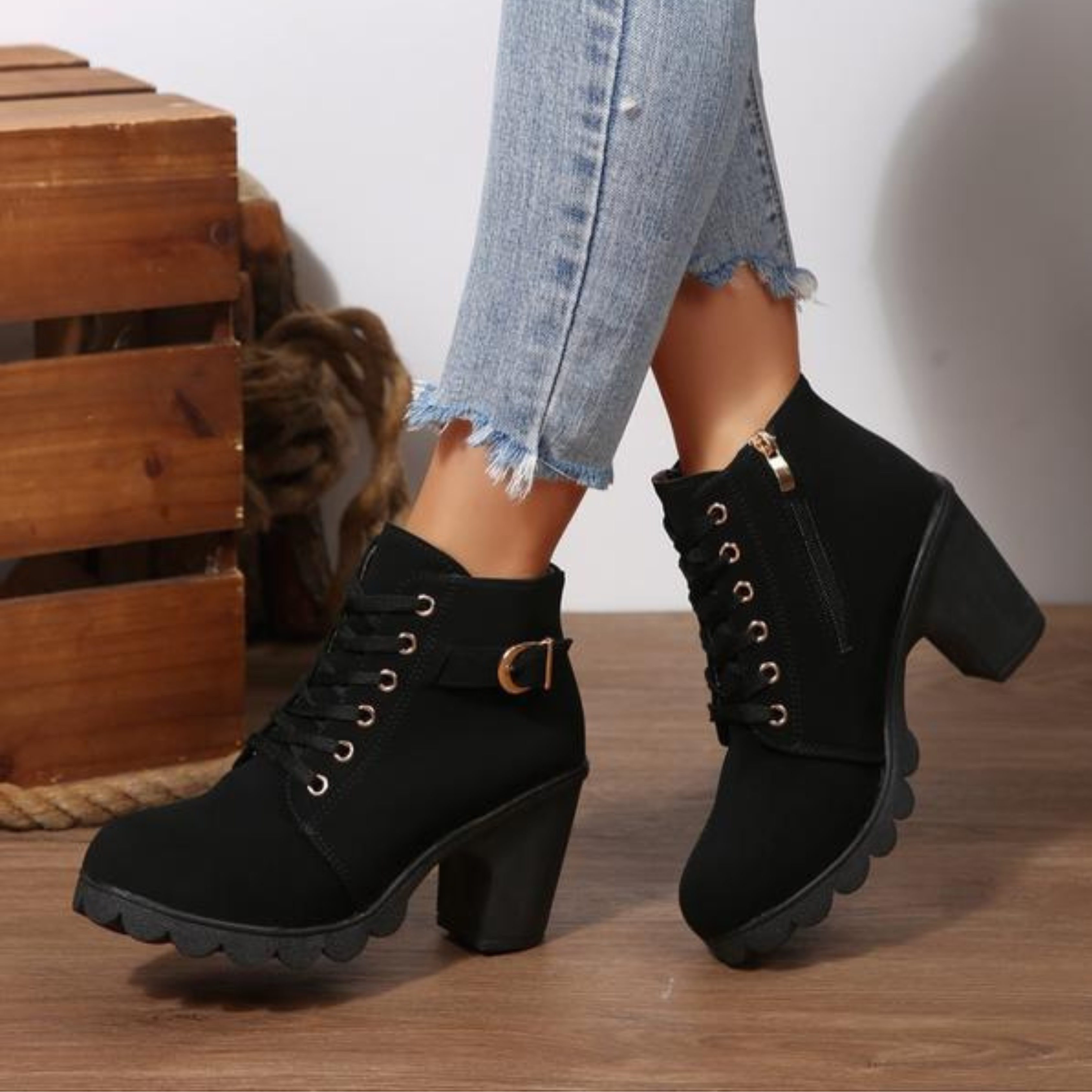 Katni | Buckled Chunky Ankle Boots