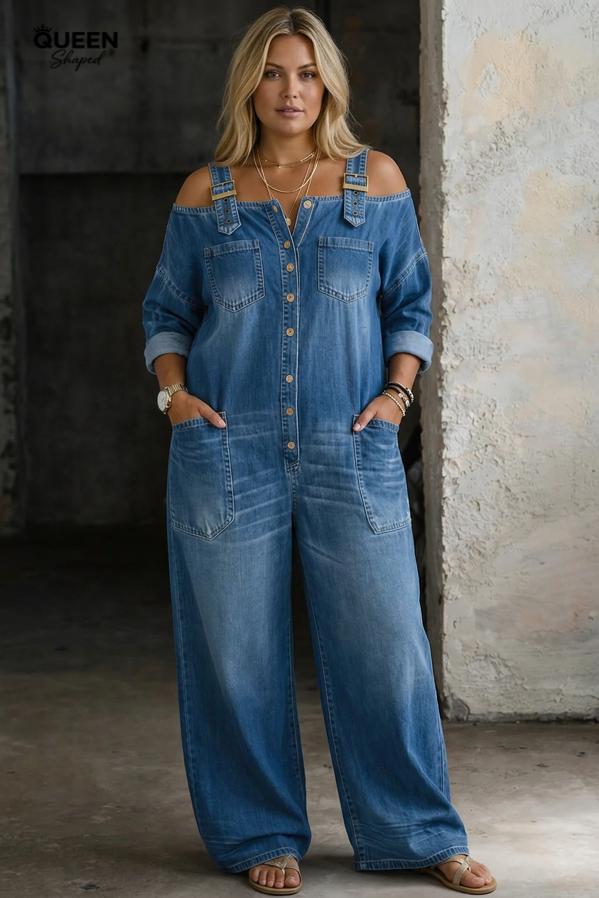 Sophia | Off Shoulder Denim Jumpsuit