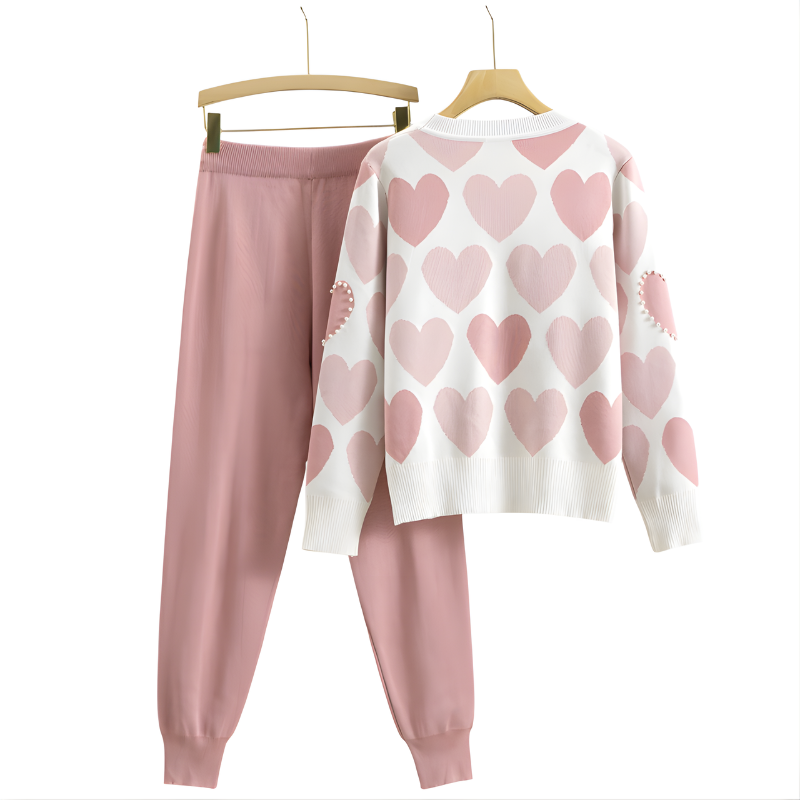 Avery™ | Chic Heart Pattern Knit Two-Piece Set – product image 3