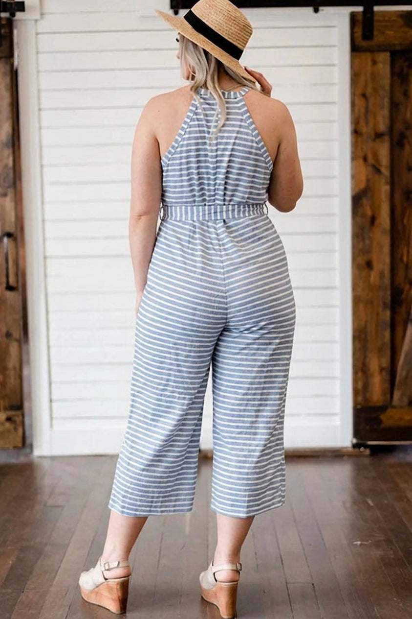 Ember - Pretty Striped Tie Waist Jumpsuit