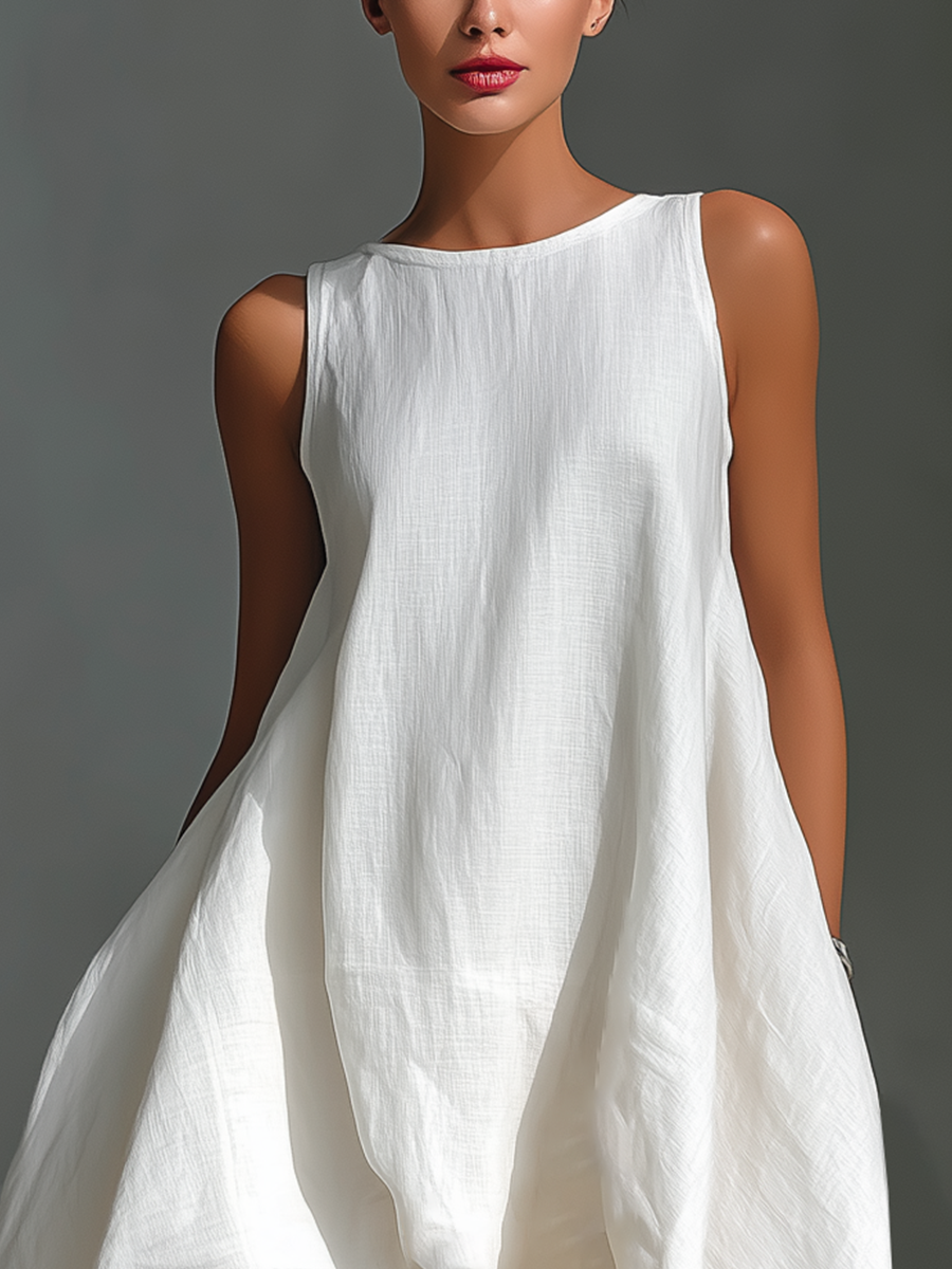 Elsie | White Asymmetric Midi Dress