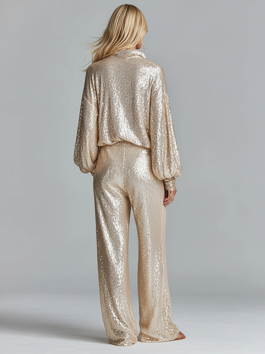 Goldie | Sequin Wide-Leg Party Set