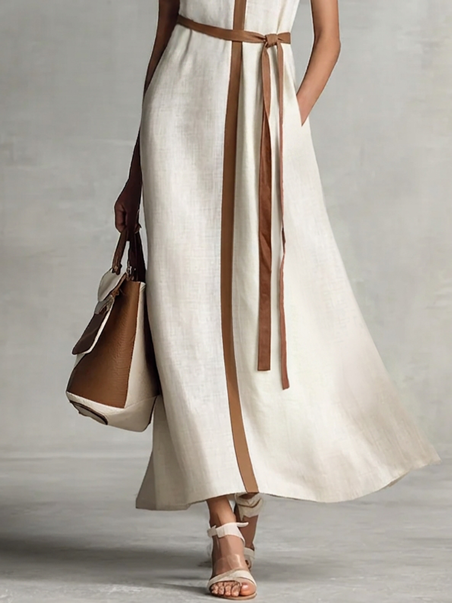 Clara | Tie-Waist Linen Maxi Dress