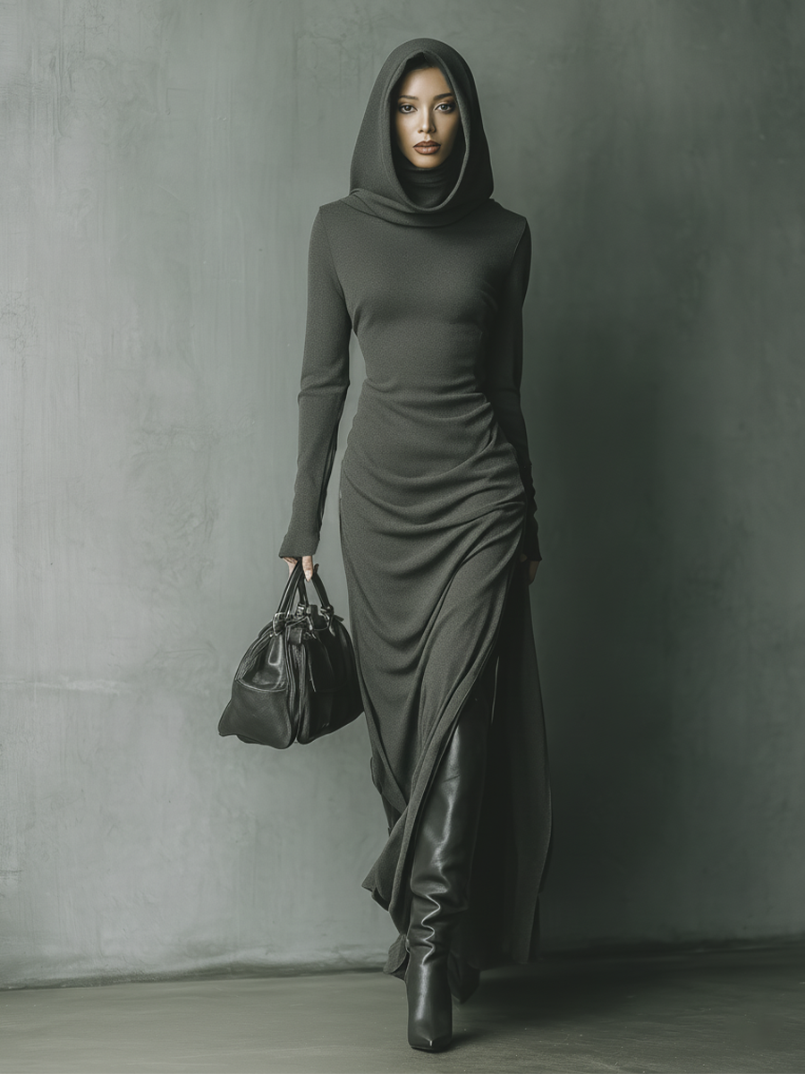 Mykhalah | Hooded Knitted Maxi Dress