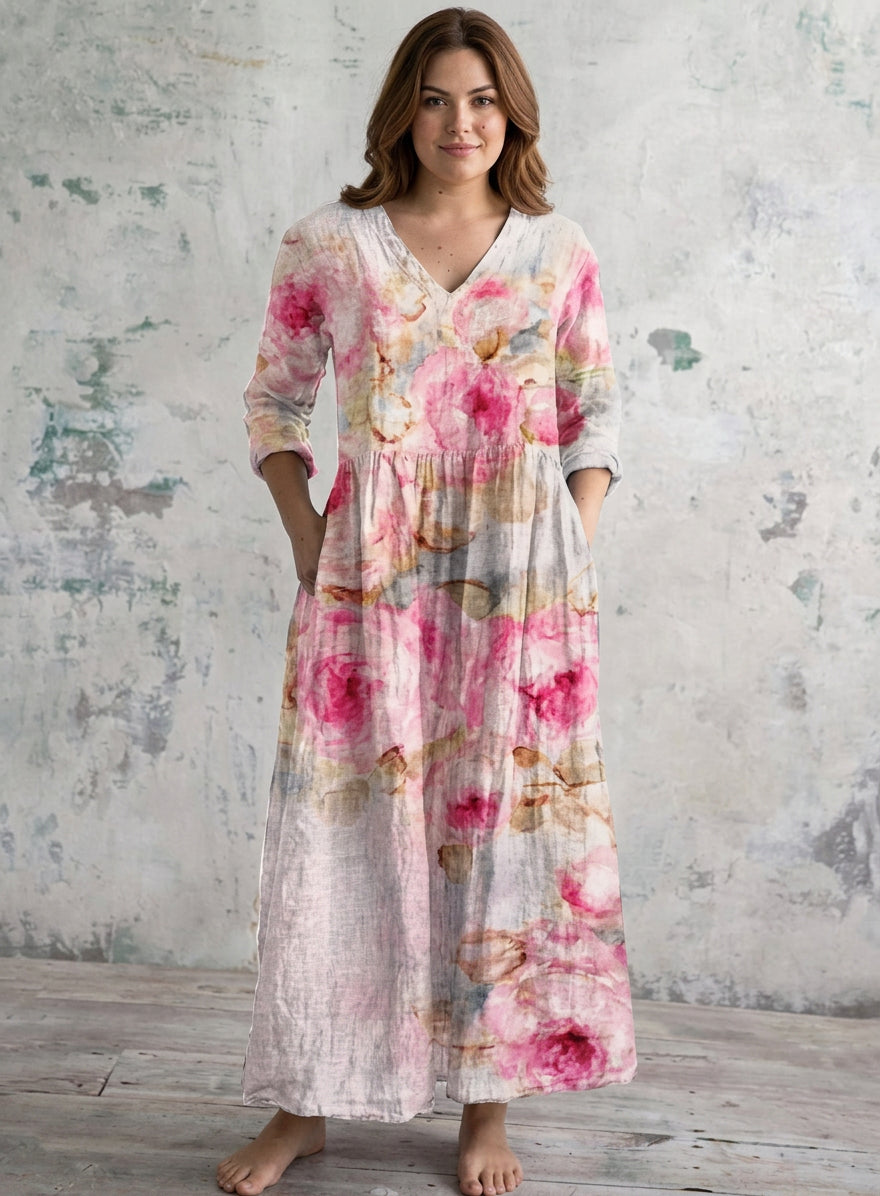 Rosabelle | Watercolor Bloom Maxi Dress
